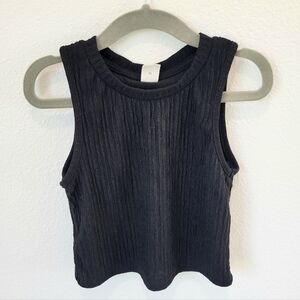 Shein Girls Black Textured Ribbed Stretch Tank Top Size 5